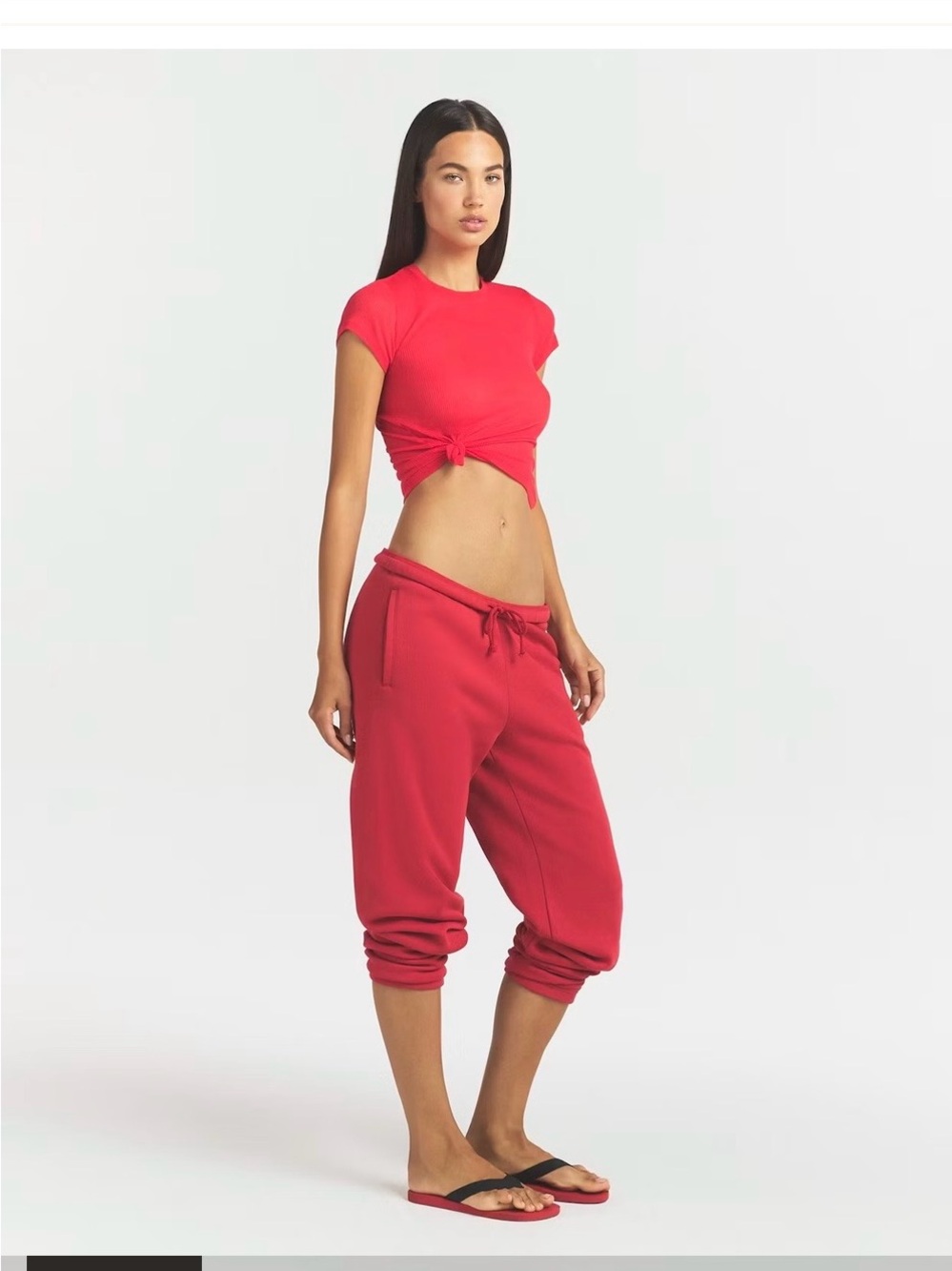 SKIMS Cotton Fleece Classic Jogger Sweatpants Red Size S